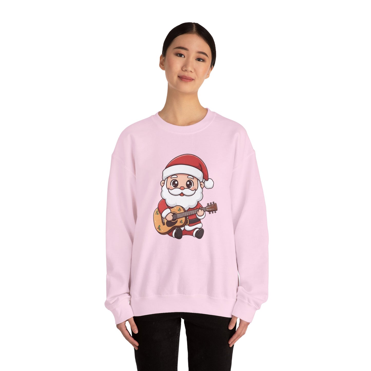 Cute Santa Guitar Sweatshirt | Christmas Music Lover Sweater | Holiday Crewneck | Funny Santa Musician Shirt | Cozy Xmas Gift for Him or Her