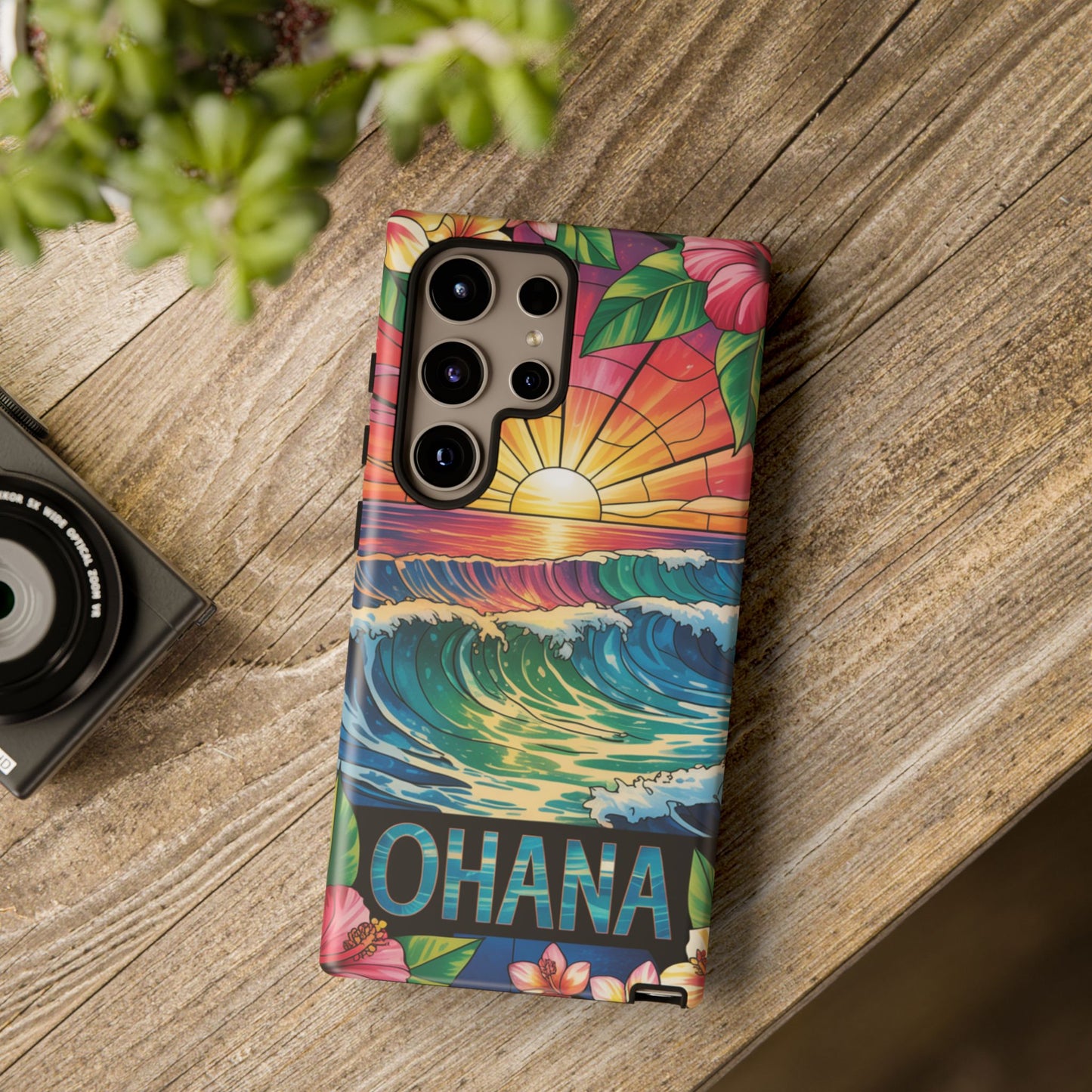 Samsung Galaxy Case Ohana Hawaiian Wave Phone Cover Sunset Tropical Beach Art Protective Case Gift for Samsung Lovers