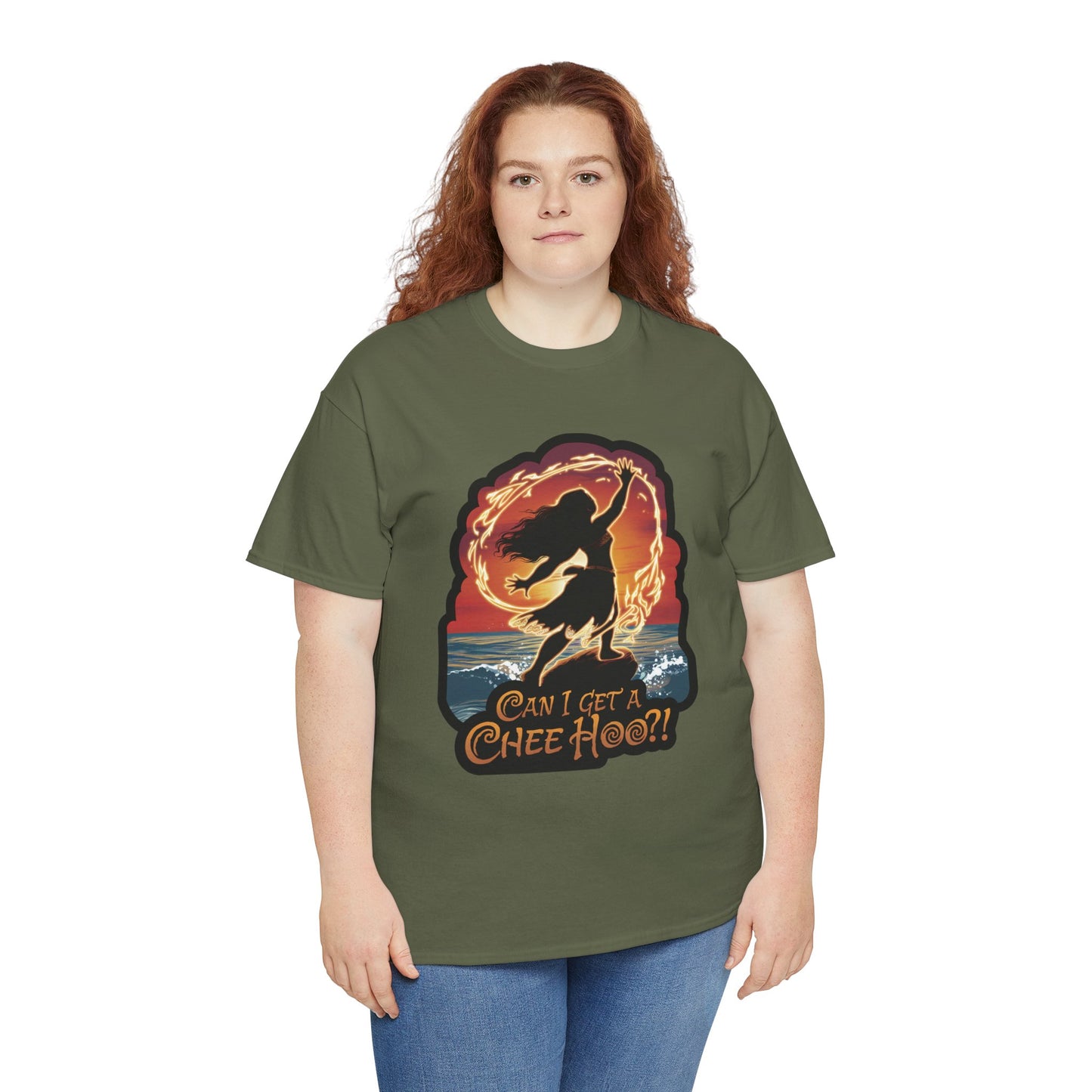 Can I Get a Chee Hoo Shirt – Hawaiian Island Vibes Tee – Hula Dancer Sunset Graphic T-Shirt – Polynesian Luau Party Unisex Top