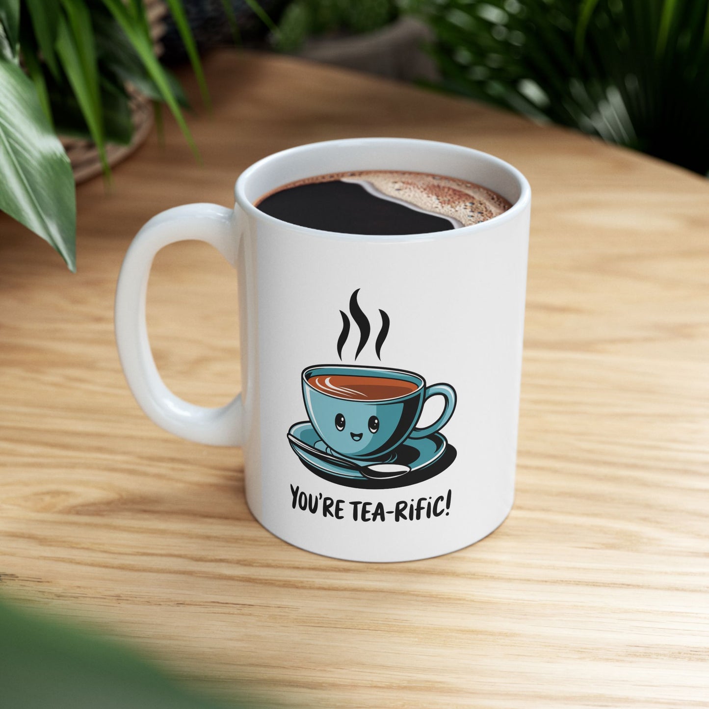 “You’re Tea-rific!” Tea Pun Mug | Cute Kawaii Tea Cup Mug | Funny Tea Lover Gift | Positive Vibes Ceramic Mug | Tea Time Kitchenware