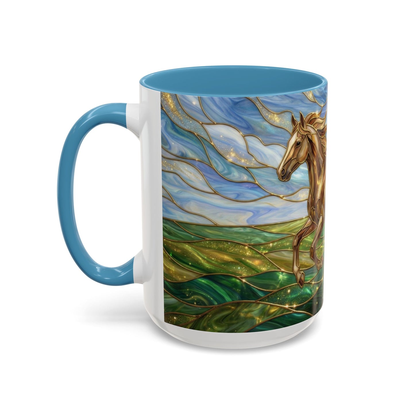 Stained Glass Horse Mug, Horse Coffee Mug, Running Horse Cup, Equestrian Gift Mug, Nature Art Mug, Horse Lover Gift