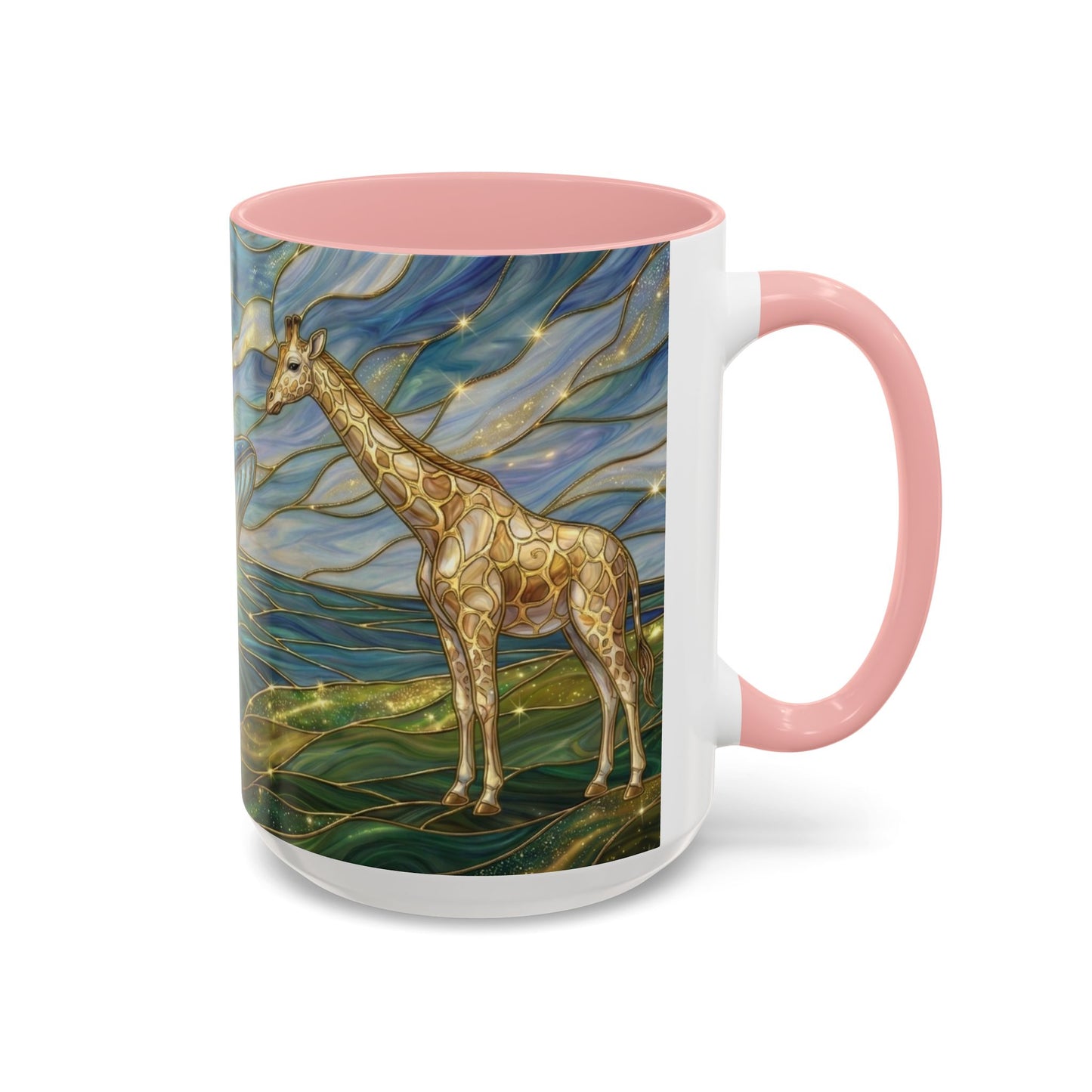 Whimsical Whale & Giraffe Accent Coffee Mug — Artistic Ocean-Sky Illustration (11/15oz)
