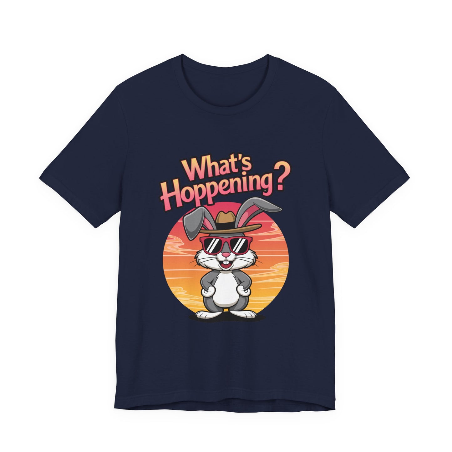 What’s Hoppening Funny Bunny Shirt – Cute Rabbit Pun T-Shirt – Sunset Graphic Tee for Animal Lovers, Easter, and Pun Enthusiasts