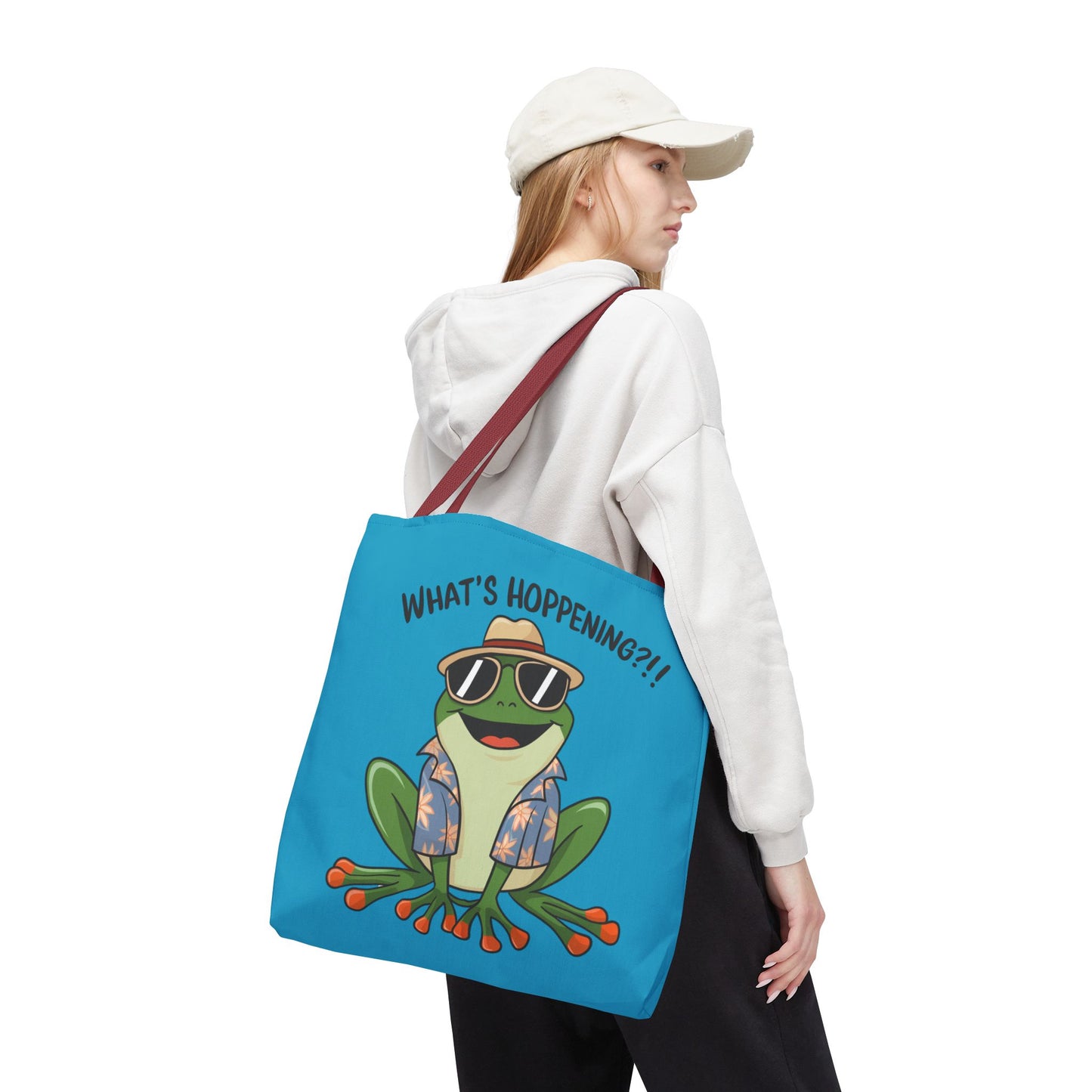 Frog Tote Bag - What's Hoppening Pun Design