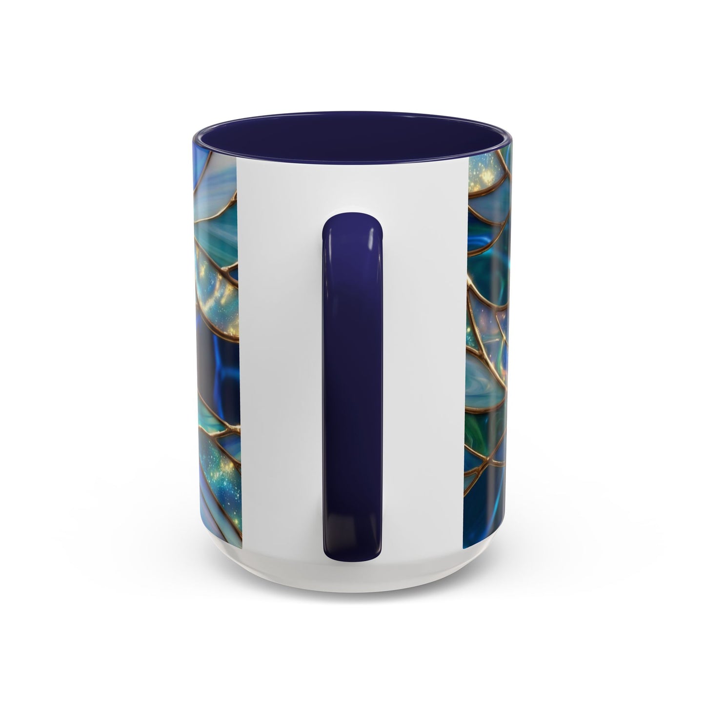 Stained Glass Jellyfish Mug, Ocean Art Coffee Cup, Nautical Sea Life Mug, Blue Teal Gold Glass Style Mug, Gift For Ocean Lovers Decor