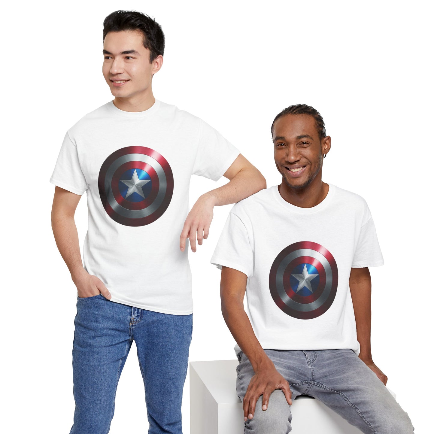 Patriotic Hero Shield Shirt – Star Emblem Graphic Tee – Super Soldier Gift – Comic Inspired Unisex Shirt – Cosplay Convention Top