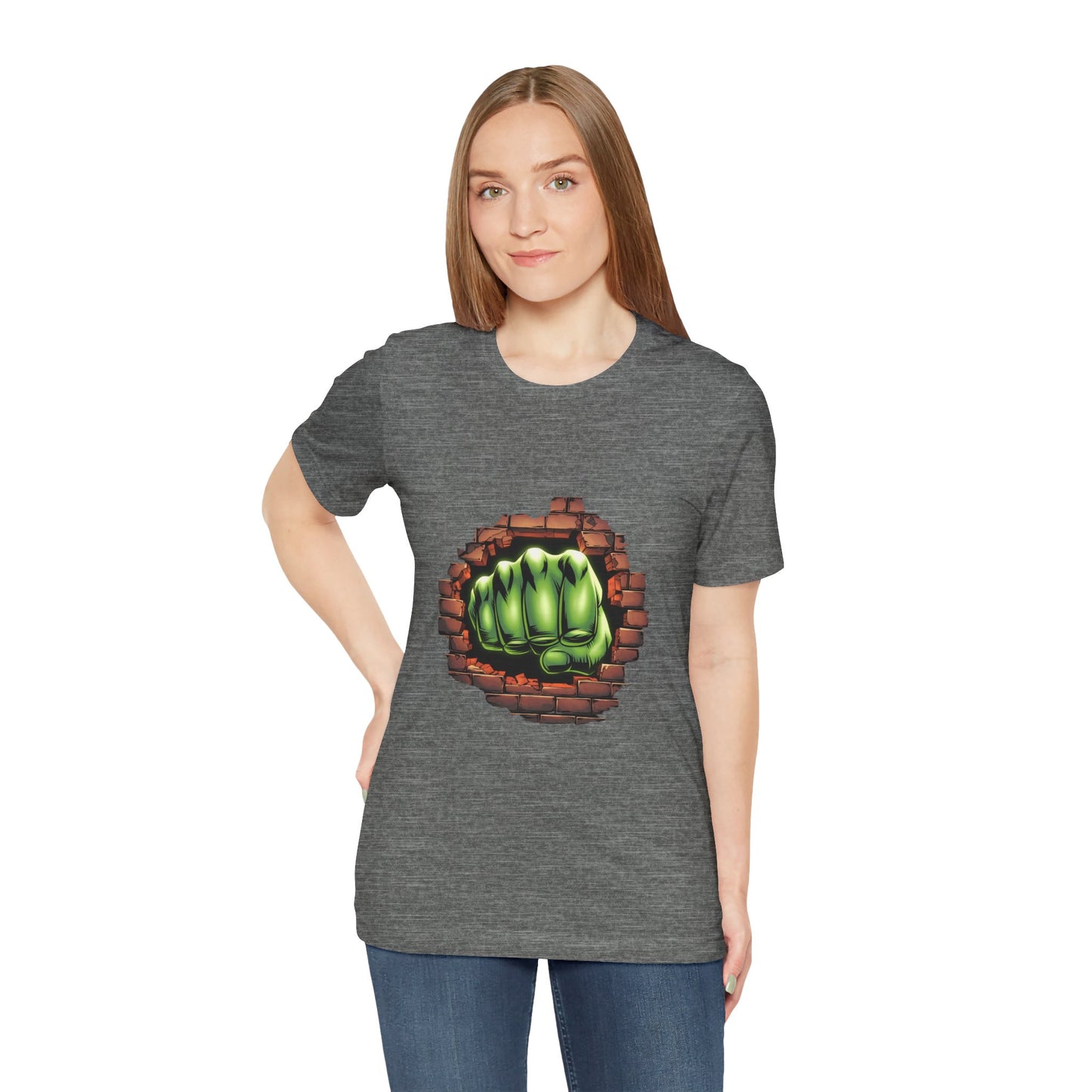 Green Hero Fist Graphic Tee – Superhero Shirt, Comic Pop Art, Gamer Gift, Y2K Dopamine Aesthetic, Funny Nerd Fashion, Unisex T‑shirt