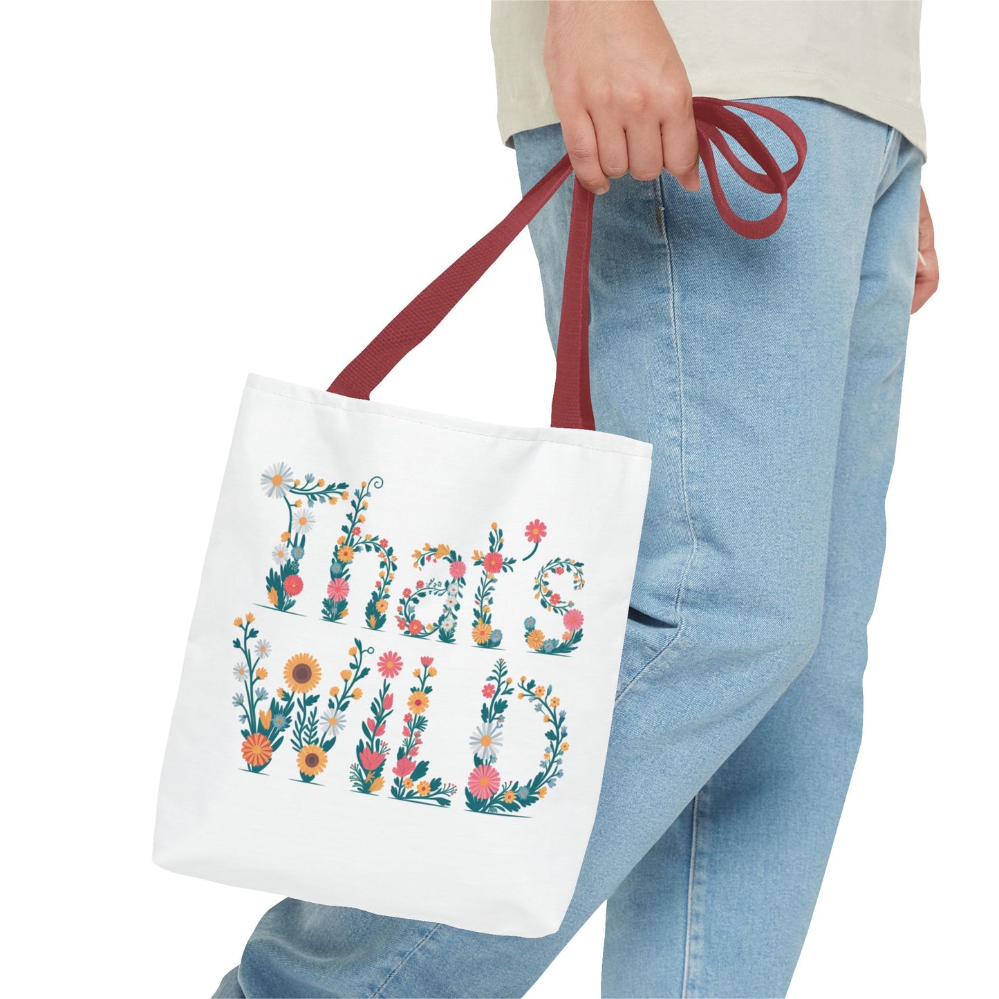 That’s Wild Floral Tote Bag – Cute Boho Canvas Bag With Colorful Flower Lettering, Eco Reusable Shopping Tote, Nature Lover Gift For Everyday Style