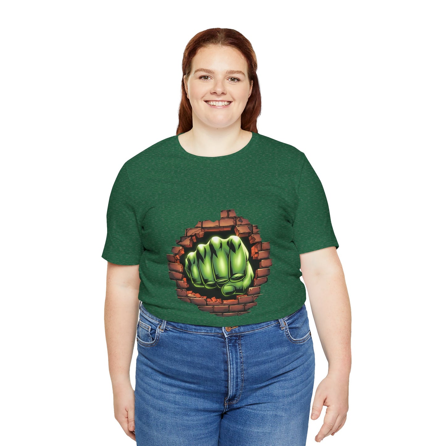 Green Hero Fist Graphic Tee – Superhero Shirt, Comic Pop Art, Gamer Gift, Y2K Dopamine Aesthetic, Funny Nerd Fashion, Unisex T‑shirt