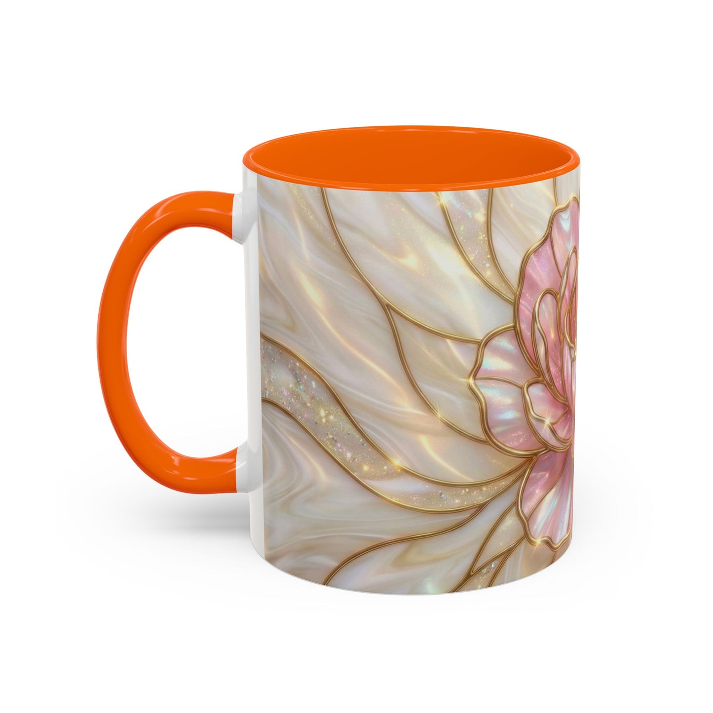 Pink Peony Stained Glass Mug, Gold Floral Coffee Cup, Elegant Flower Gift For Her, Fairycore Tea Cup, Mothers Day Present, Pearl Art Decor