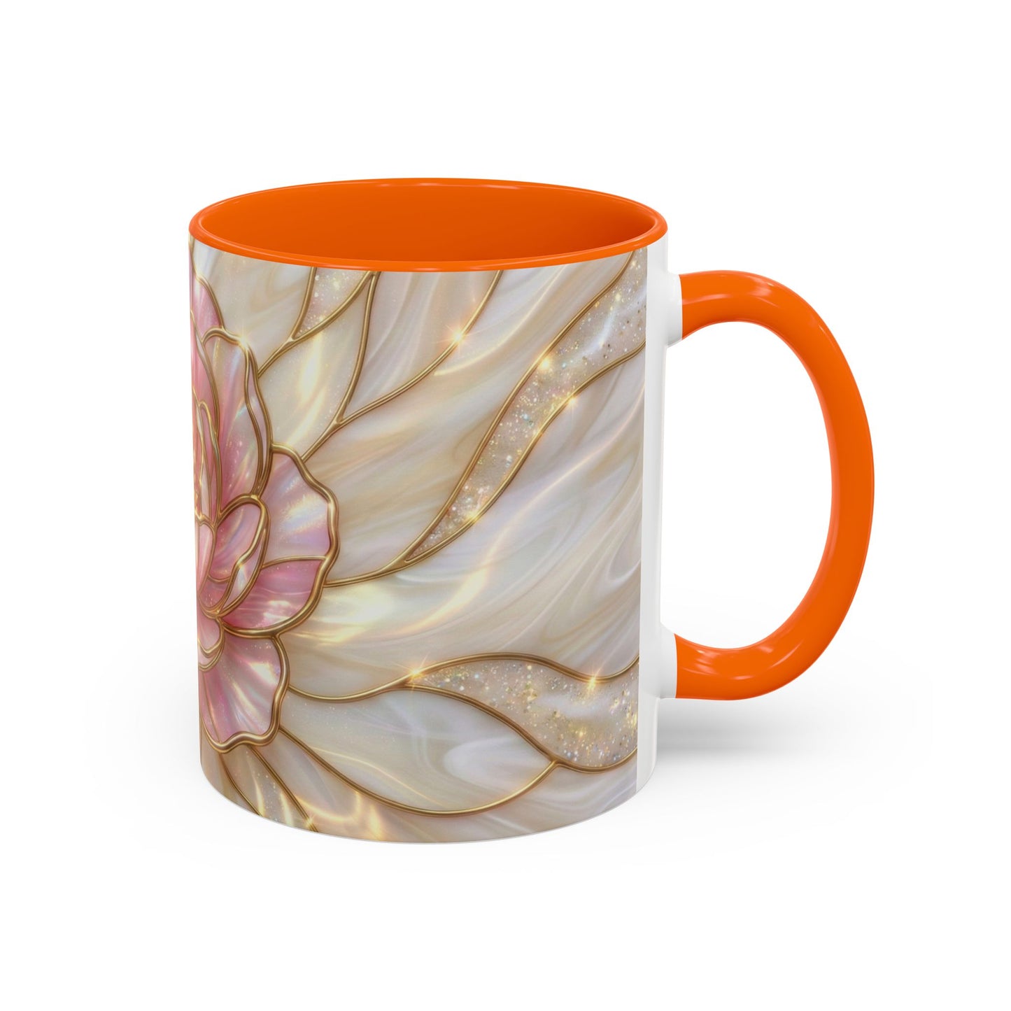 Pink Peony Stained Glass Mug, Gold Floral Coffee Cup, Elegant Flower Gift For Her, Fairycore Tea Cup, Mothers Day Present, Pearl Art Decor