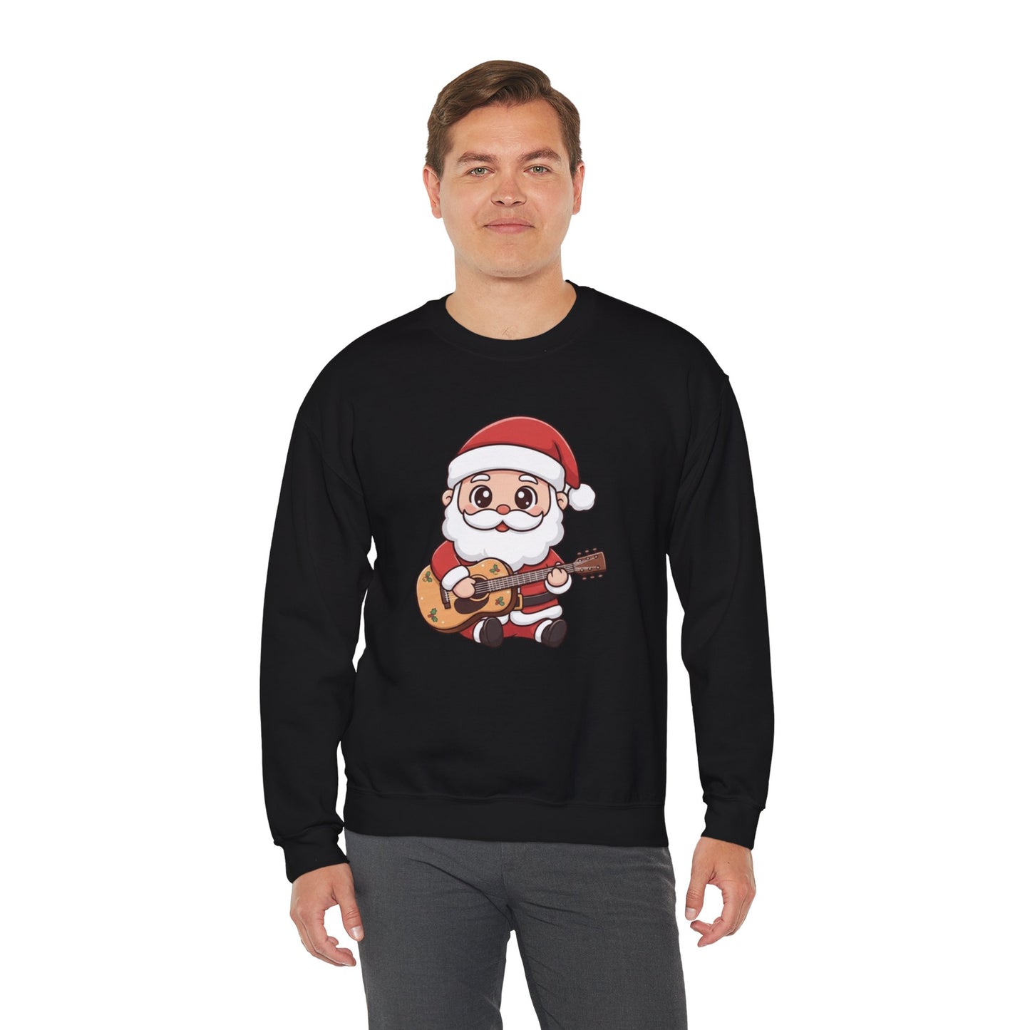 Cute Santa Guitar Sweatshirt | Christmas Music Lover Sweater | Holiday Crewneck | Funny Santa Musician Shirt | Cozy Xmas Gift for Him or Her