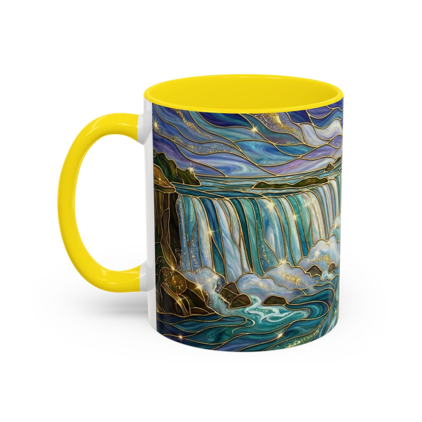 Faux Stained Glass Niagara Falls Mug, Waterfall Coffee Cup, Canada Souvenir Gift, Upstate New York Travel Memento, Nature Lover Tea Cup