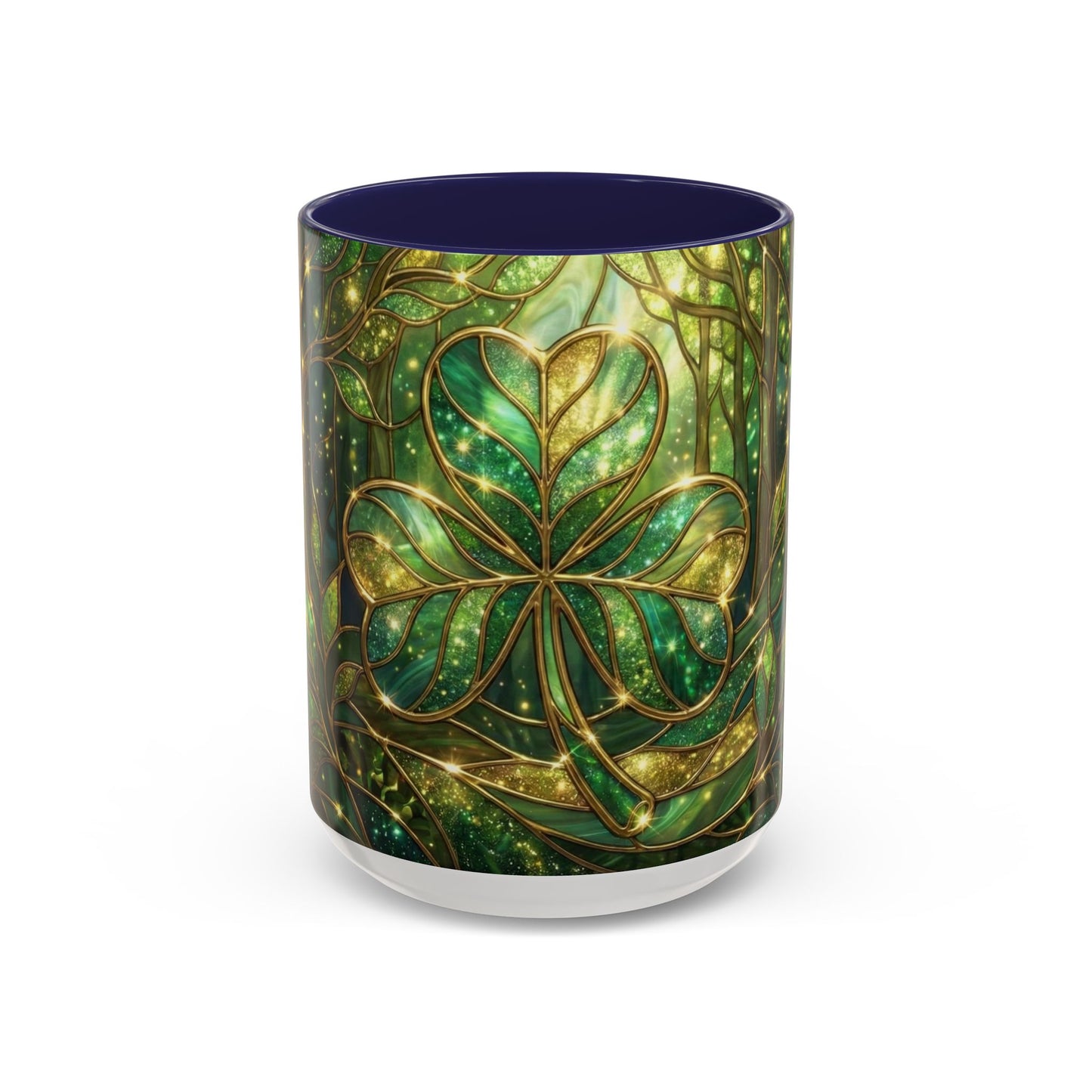 Stained Glass Shamrock Mug, Celtic Irish Coffee Cup, Green Stained Glass Mug, Shamrock Art Mug, St Patrick’s Day Gift