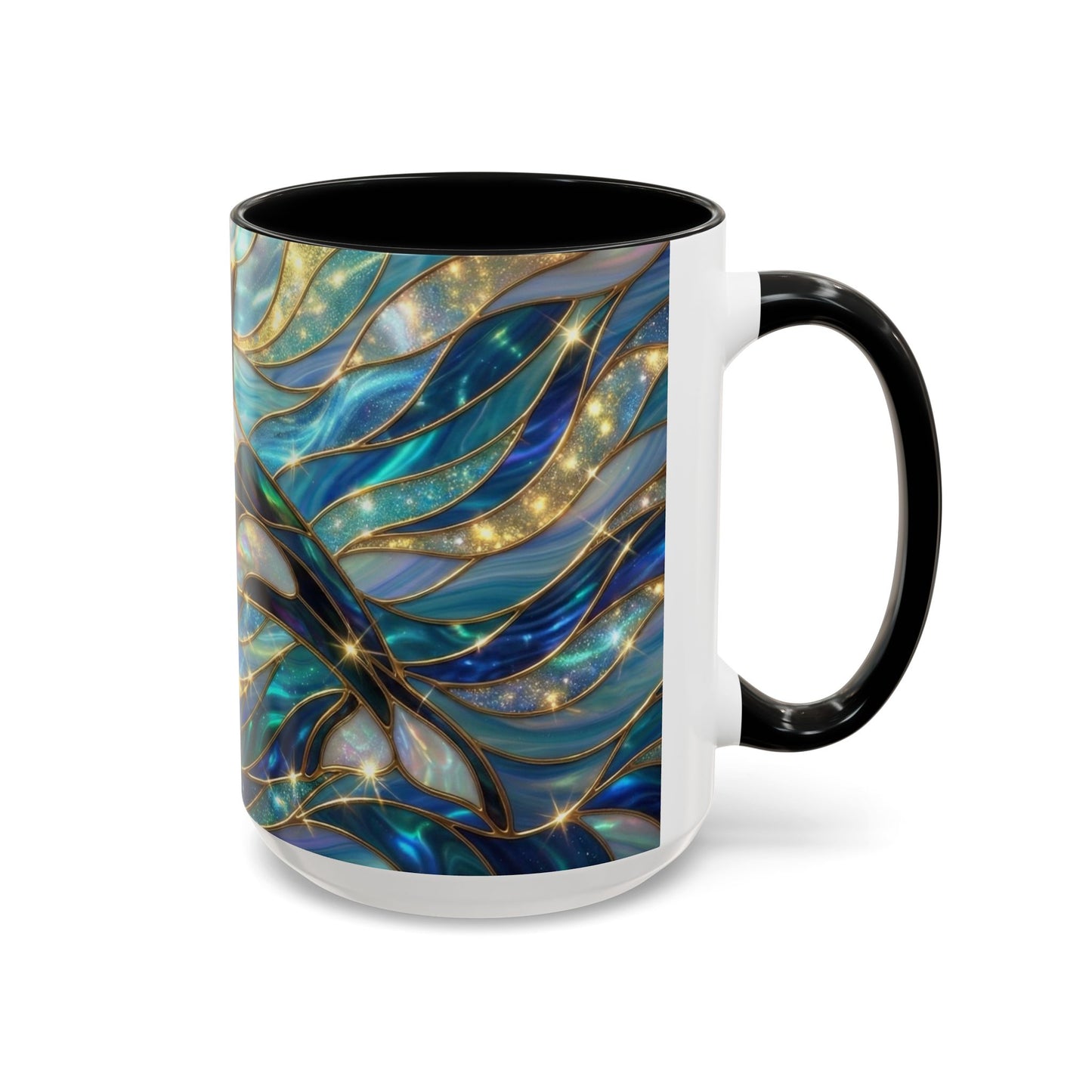 Orca Coffee Mug, Killer Whale Mug, Stained Glass Orca Art Mug, Ocean Animal Coffee Cup, Marine Life Gift, 11oz 15oz Ceramic Mug