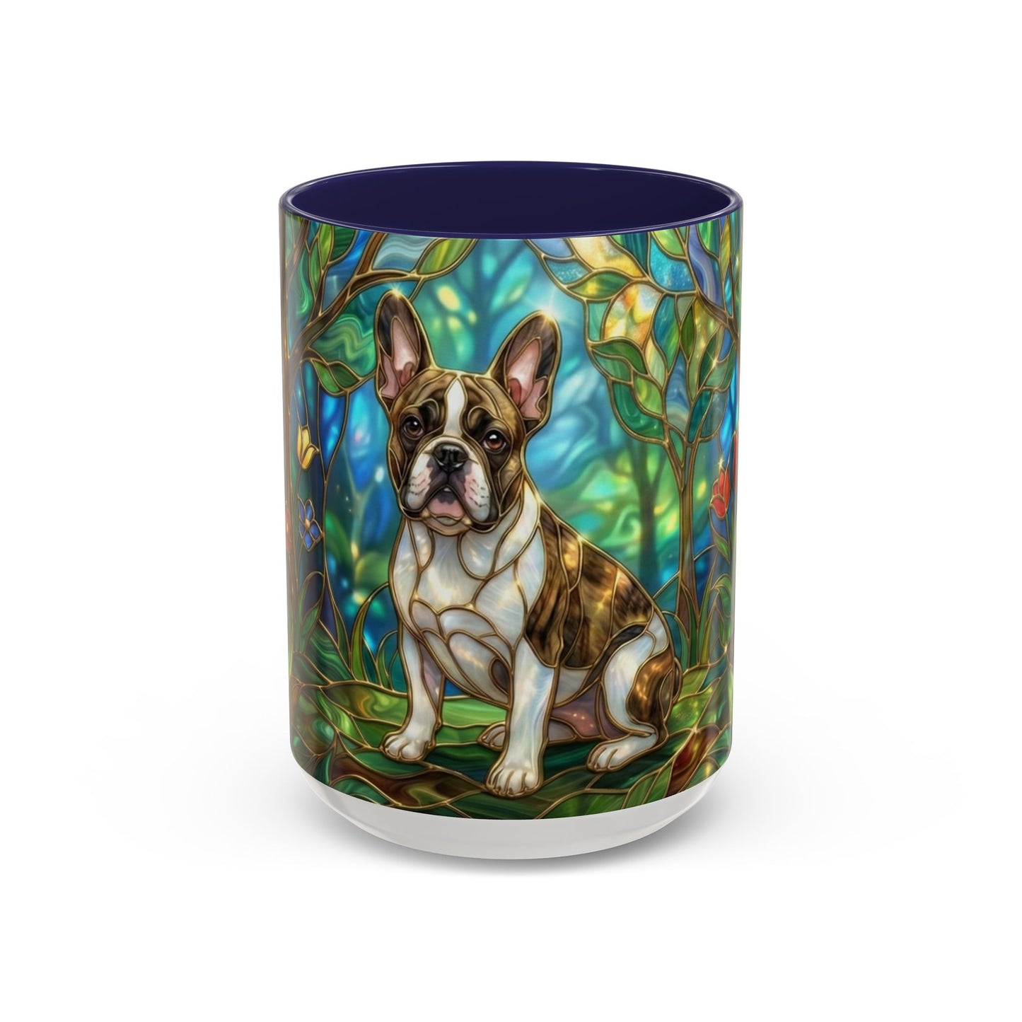 Stained Glass French Bulldog Mug, Frenchie Coffee Mug, Colorful French Bulldog Art Cup, Dog Mom Gift, Pet Lover Mug, Unique Frenchie Gift