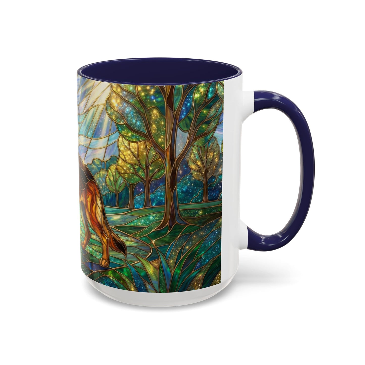 Stained Glass German Shepherd Mug, Dog Lover Coffee Mug, German Shepherd Art Cup, Pet Memorial Gift, Colorful Dog Mug, Nature Art Mug