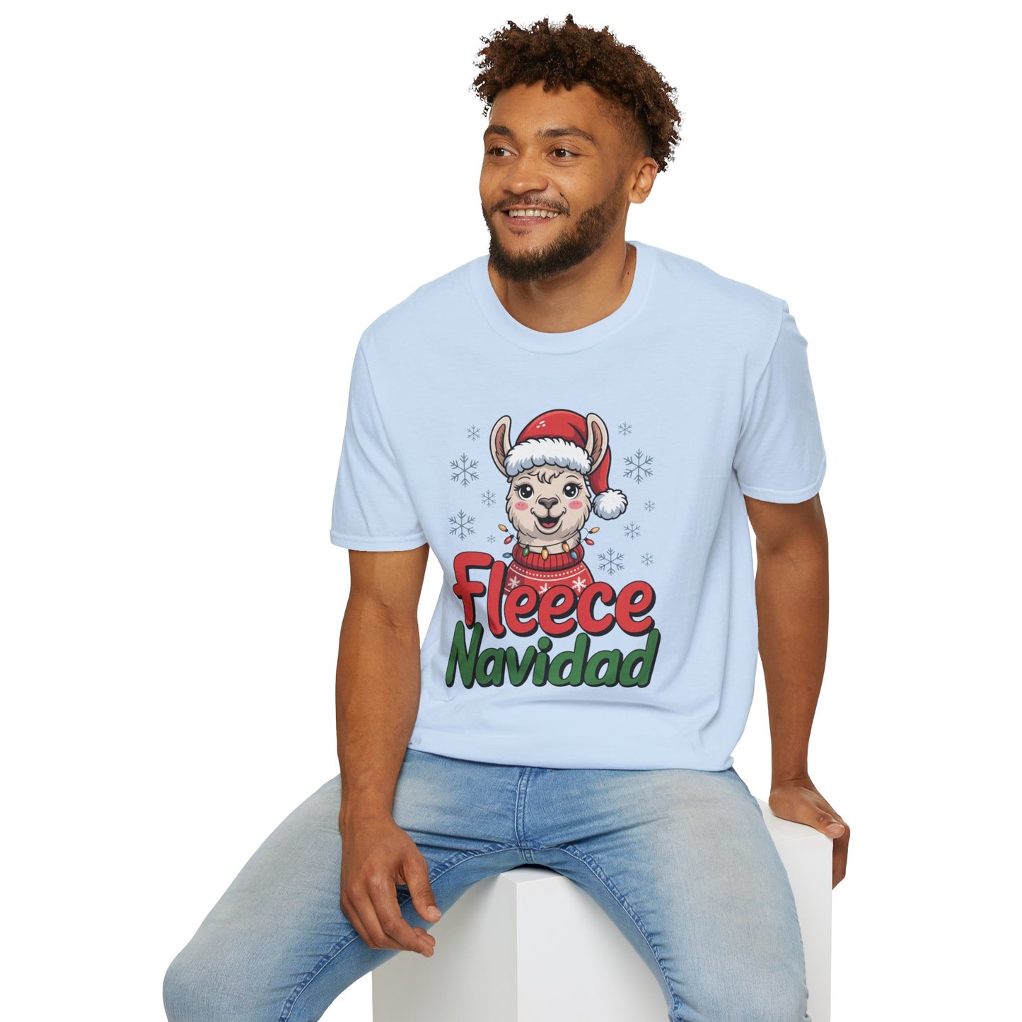 Fleece Navidad Llama Christmas Shirt, Funny Llama Xmas Tee, Cute Holiday Pun Shirt, Fuzzy Llama Santa Sweater Shirt, Christmas Gift Tee