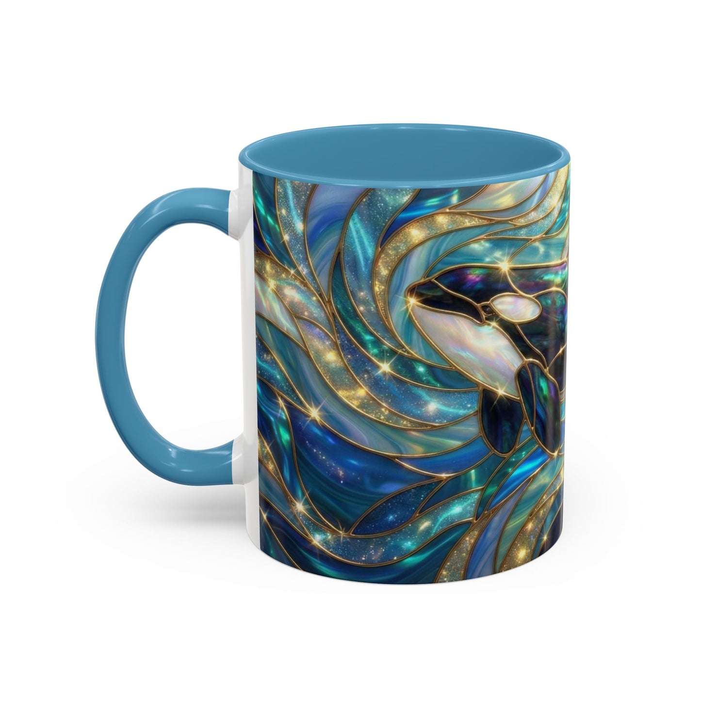 Orca Coffee Mug, Killer Whale Mug, Stained Glass Orca Art Mug, Ocean Animal Coffee Cup, Marine Life Gift, 11oz 15oz Ceramic Mug