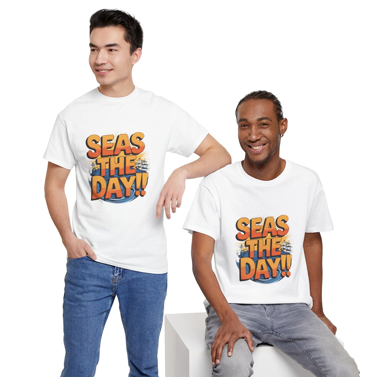 Seas The Day!! Tee • Ocean Pun Graphic Shirt • Comfort Colors Unisex Beachy Vibes • Nautical Aesthetic • Gift for Sea Lovers & Summer Vacays