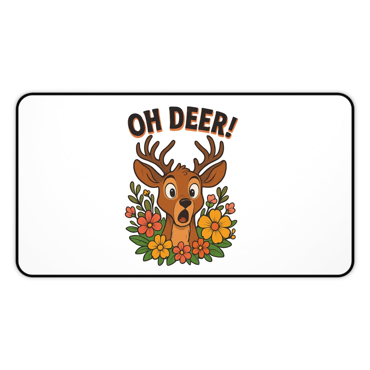 Mouse Pad - Oh Deer Desk Mat with Startled Deer Design Animal Decor Deer Mouse Pad