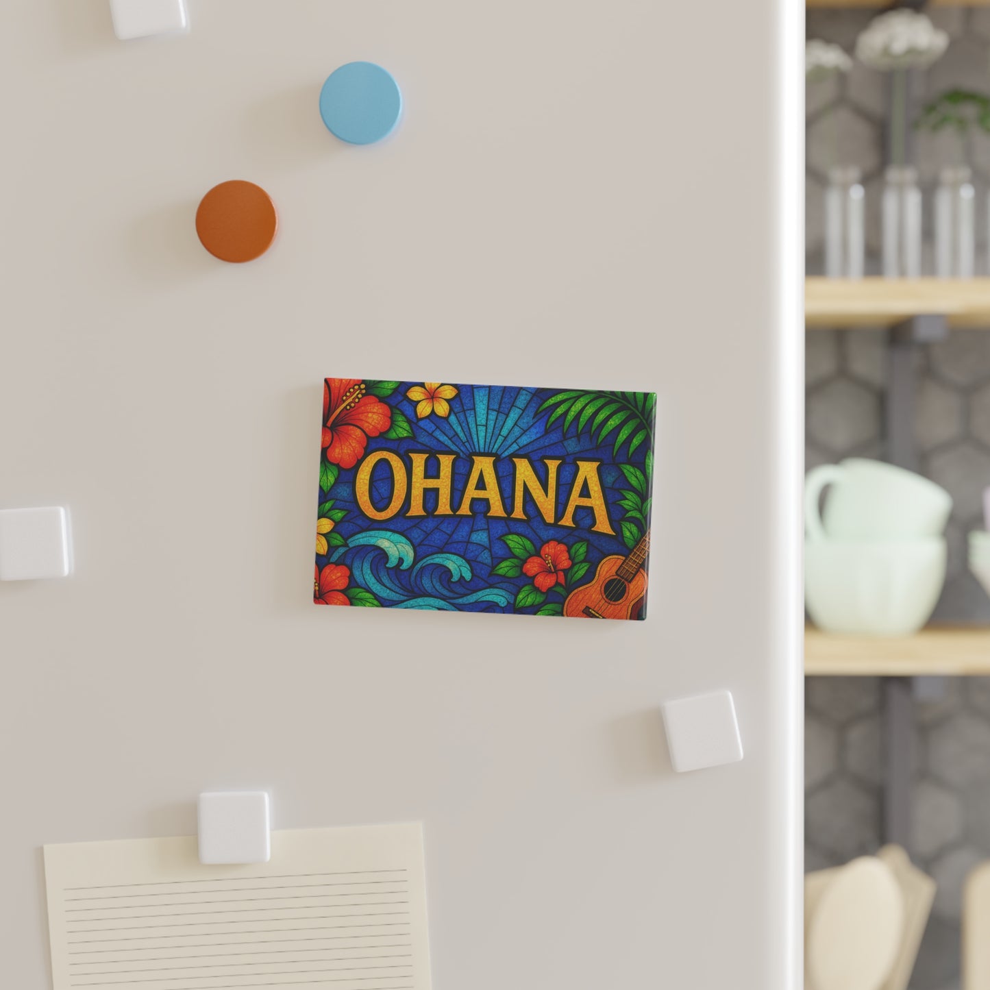 Ohana Magnet – Hawaiian Fridge Decor, Tropical Floral Aesthetic, Luau Gift Idea