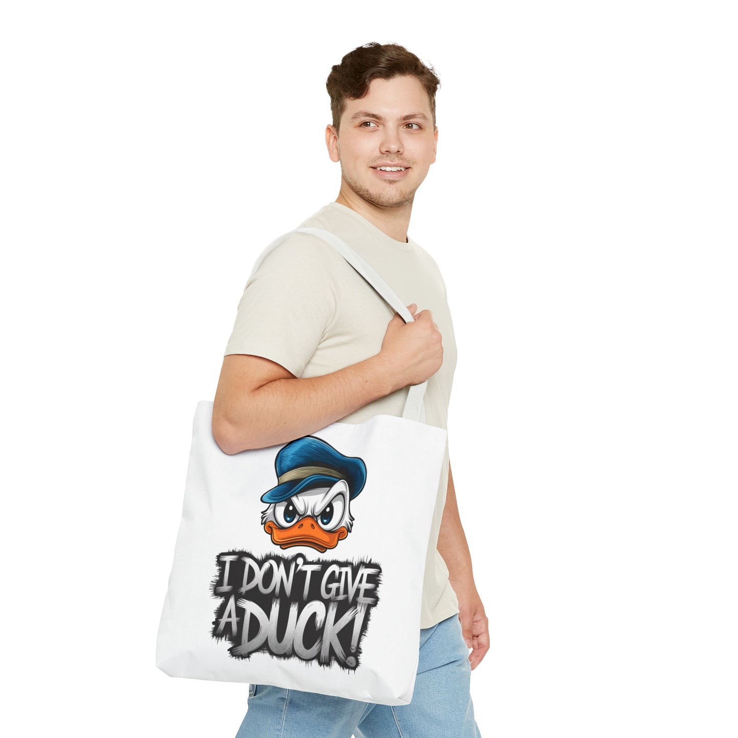 Funny Grumpy Duck Tote Bag | I Don’t Give A Duck Canvas Tote | Eco Reusable Cotton Gift Tote | Cute Animal Humor Market Bag