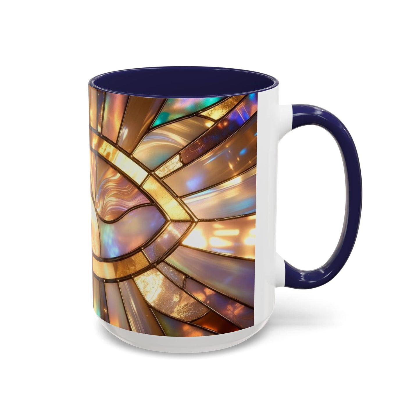 Stained Glass Ichthys Mug, Jesus Fish Christian Coffee Cup, Religious Art Mug, Faith Gift For Women, Inspirational Stained Glass Christian Symbol Design