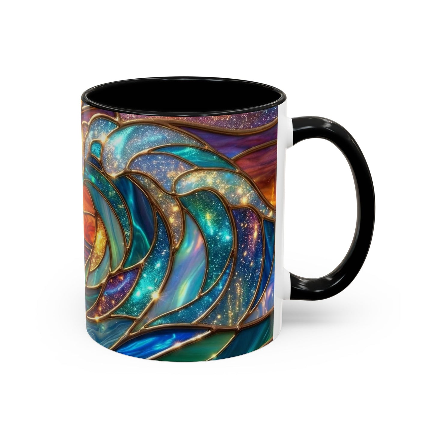Stained Glass Wave Mug, Cosmic Ocean Coffee Cup, Celestial Sunrise Tea Mug, Surfer Beach Decor Gift, Starry Sea Art, Ocean Lover Cup