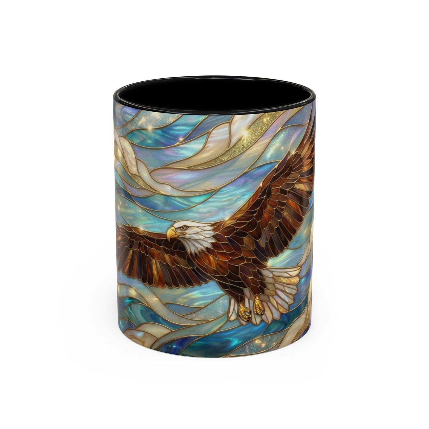 Stained Glass Eagle Mug, Bald Eagle Coffee Mug, Patriotic Eagle Cup, Wildlife Art Mug, Freedom Bird Mug, Nature Art Gift