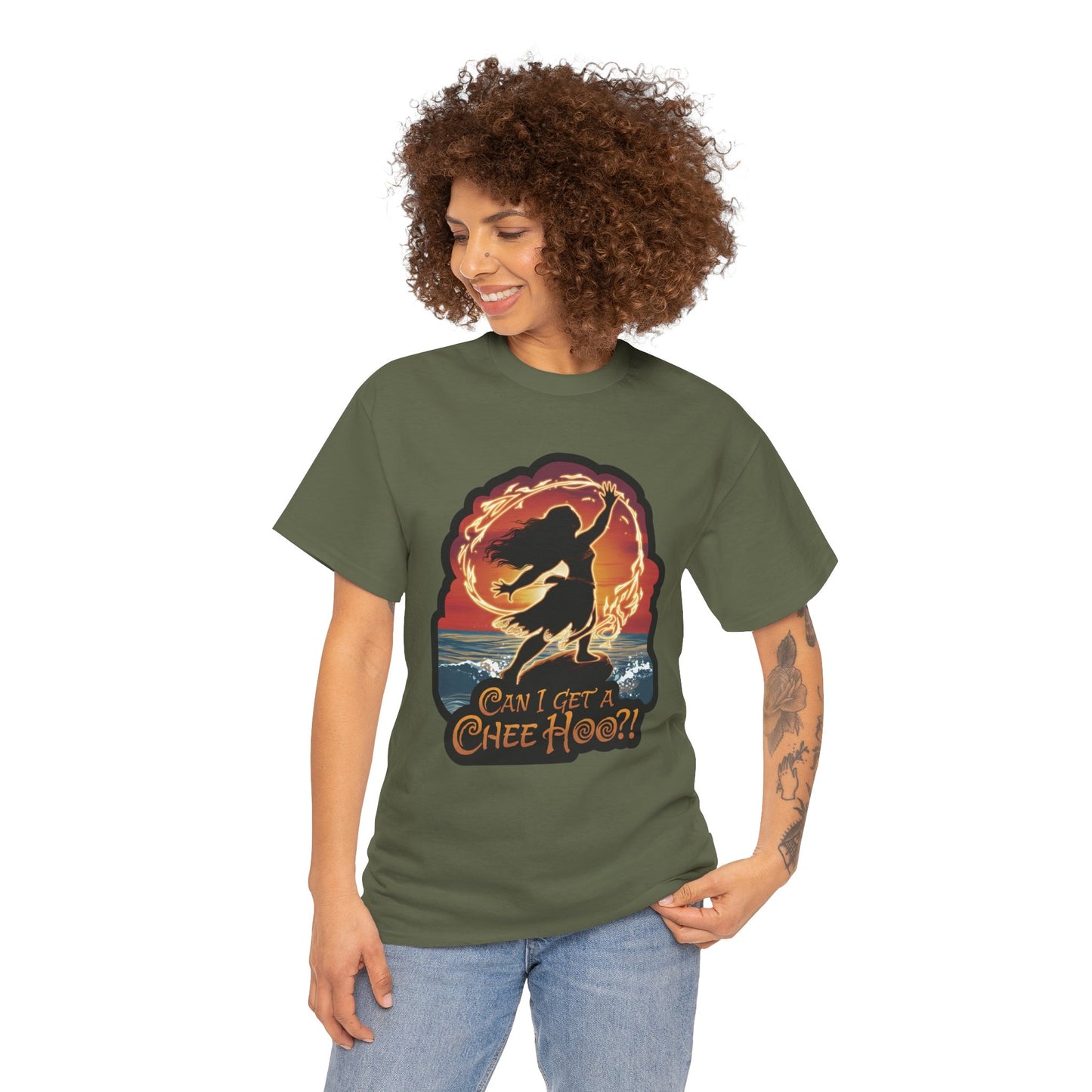 Can I Get a Chee Hoo Shirt – Hawaiian Island Vibes Tee – Hula Dancer Sunset Graphic T-Shirt – Polynesian Luau Party Unisex Top