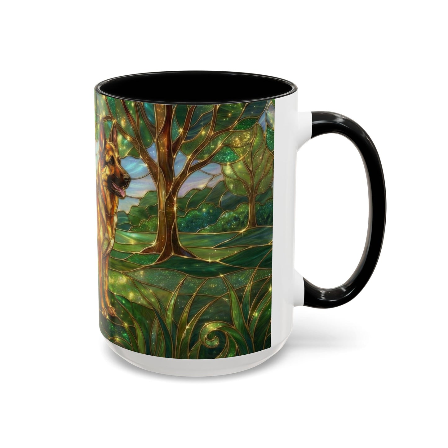 German Shepherd Mug, Stained Glass Dog Coffee Mug, German Shepherd Art Cup, Dog Lover Gift, Pet Memorial Mug, Colorful Dog Mug