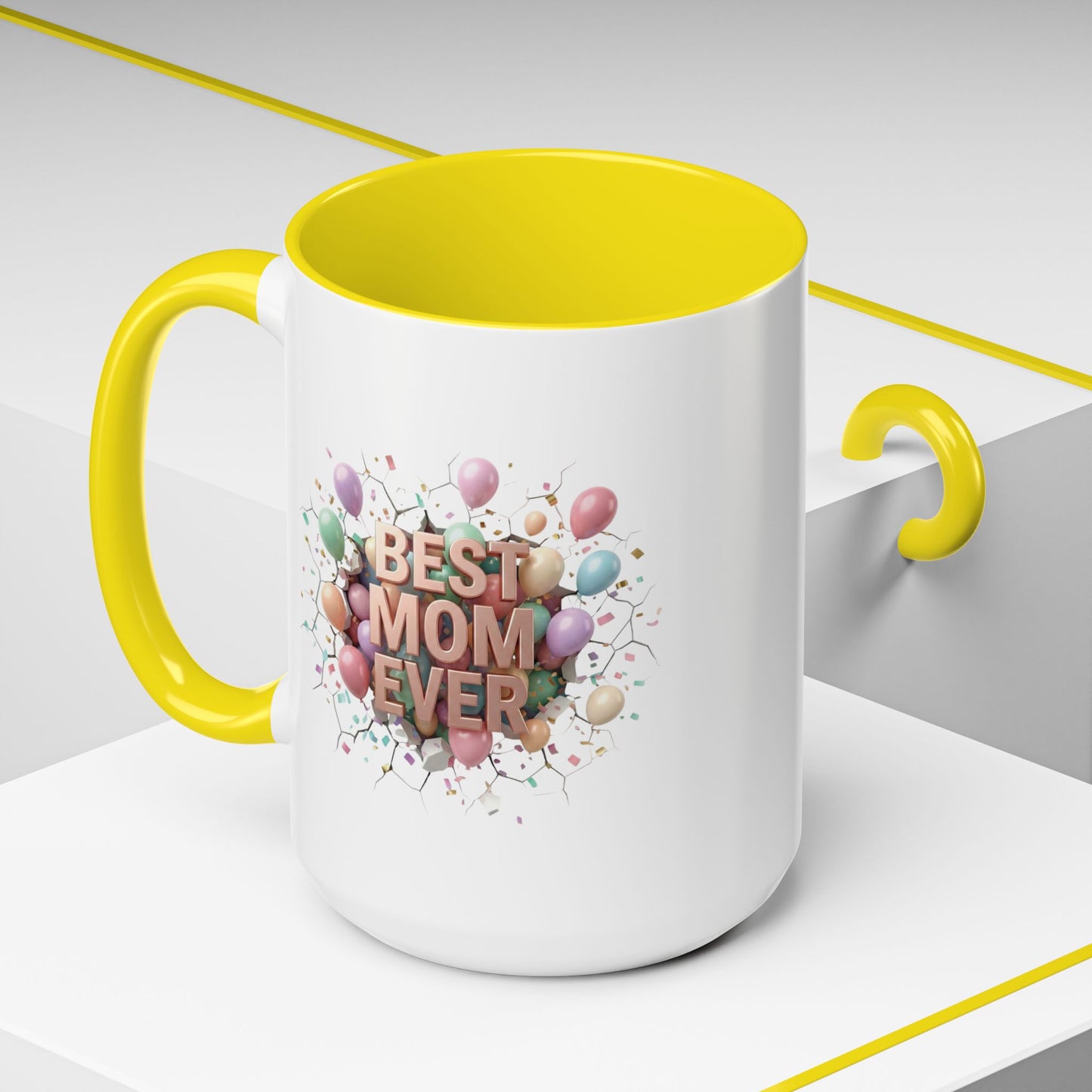 Personalized Mom Mug, Best Mom Ever Gift, Custom Name Coffee Cup, 3D Balloon Design, Mothers Day Gift, New Mom Gift 2025, Custom Mug