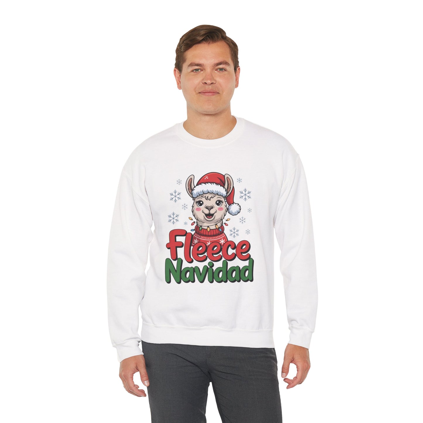Fleece Navidad Christmas Sweatshirt, Funny Llama Holiday Sweater, Cozy Unisex Crewneck, Cute Christmas Pun Gift For Friends And Family