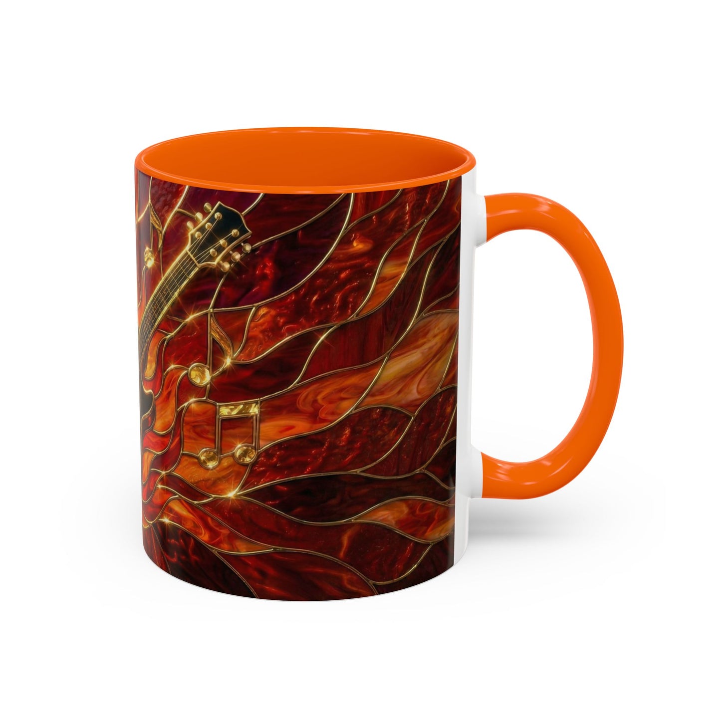 Stained Glass Guitar Mug, Fire Guitar Coffee Mug, Music Lover Gift Mug, Rock Guitar Art Cup, Musician Gift Mug, Guitar Lover Cup