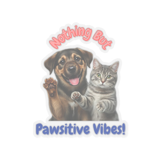 Sticker: Pawsitive Vibes Cat and Dog Pun