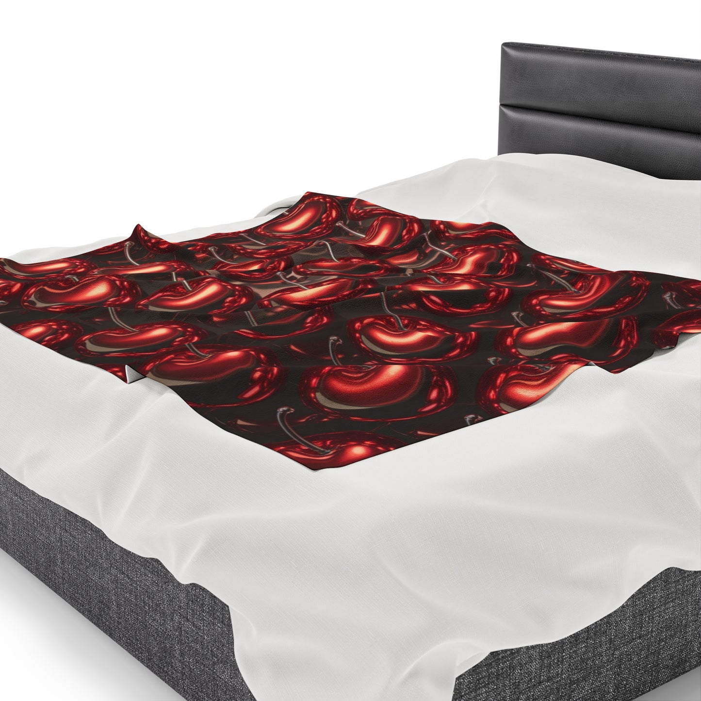 Plush Blanket with Shiny Cherry Design