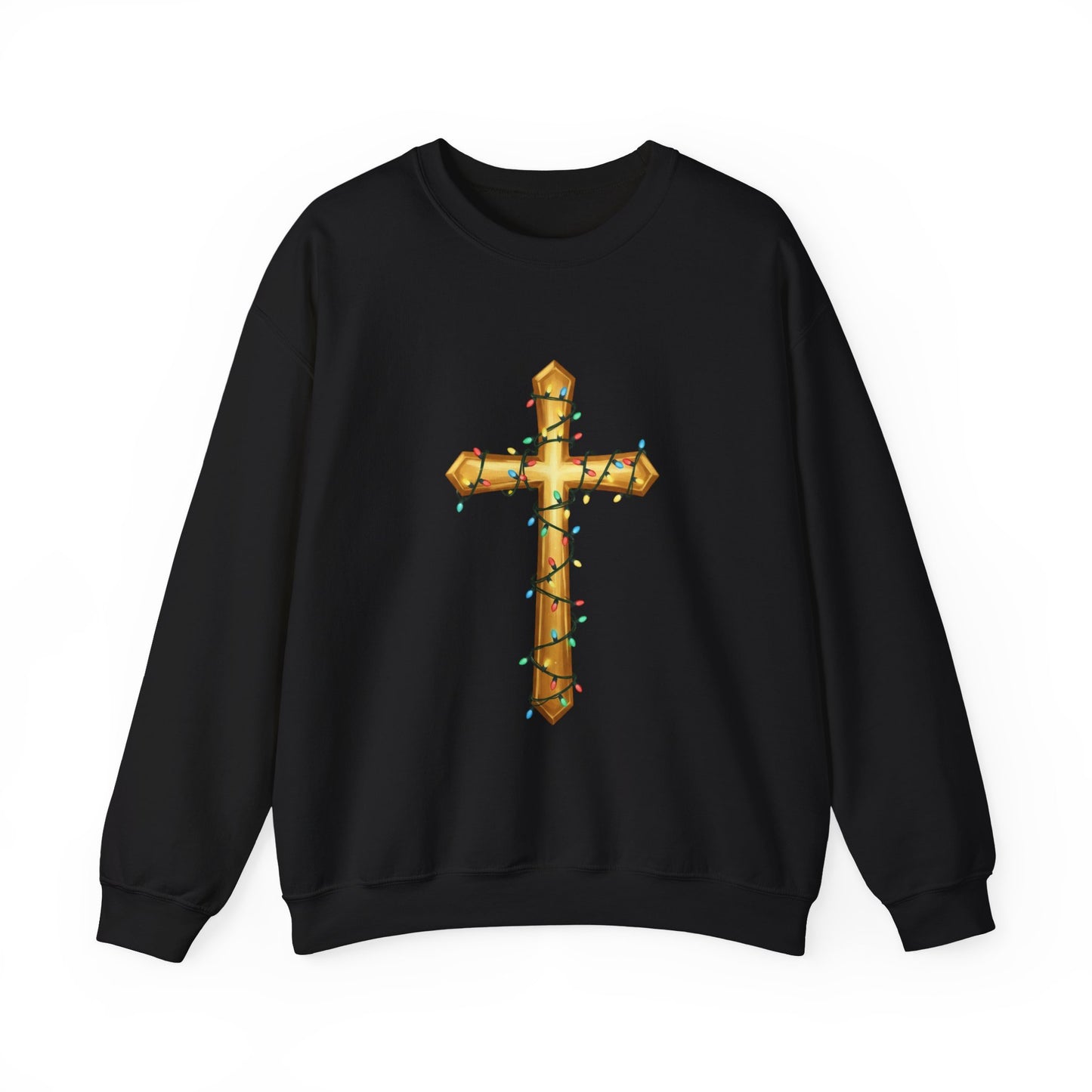Christmas Cross Lights Sweatshirt, Christian Christmas Sweatshirt, Religious Holiday Cross Sweater, Jesus Christmas Gift, Faith