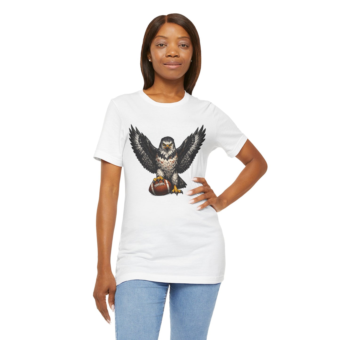 Hawk Football Shirt, Hawk Holding Football T Shirt, Hawk Mascot Tee, Football Bird Of Prey Shirt, Game Day Sports Tee, Hawk Fan Gift