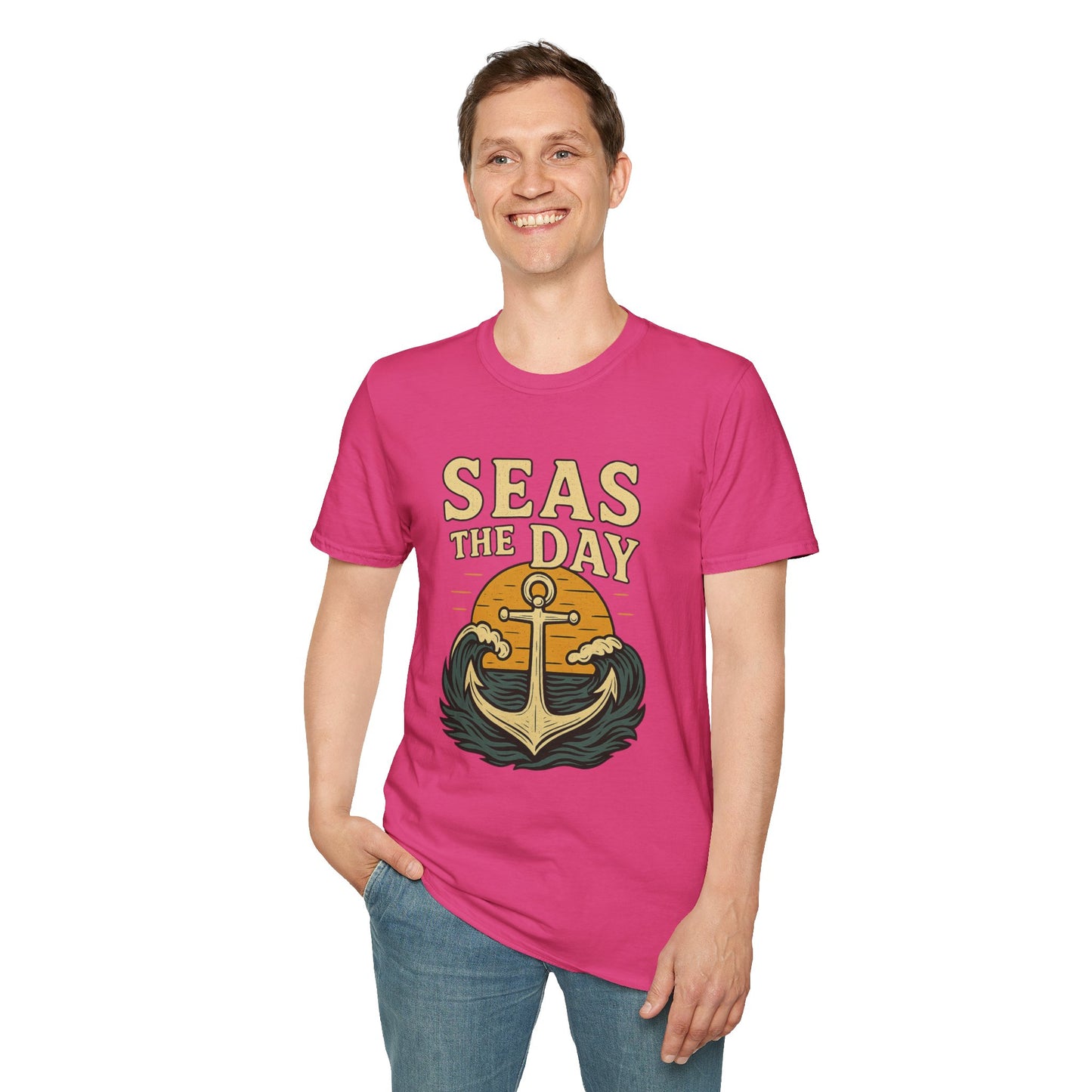 Seas the Day Shirt – Nautical Anchor Ocean Tee | Coastal Beach Graphic T-Shirt | Funny Seaside Pun Gift | Unisex Summer Travel Top