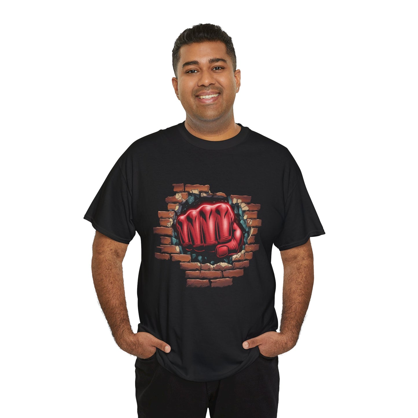 Impact Fist Graphic T-Shirt – Punch Through Brick Wall Design | Bold Streetwear Tee for Fighters, Gym & Edge-Lovers