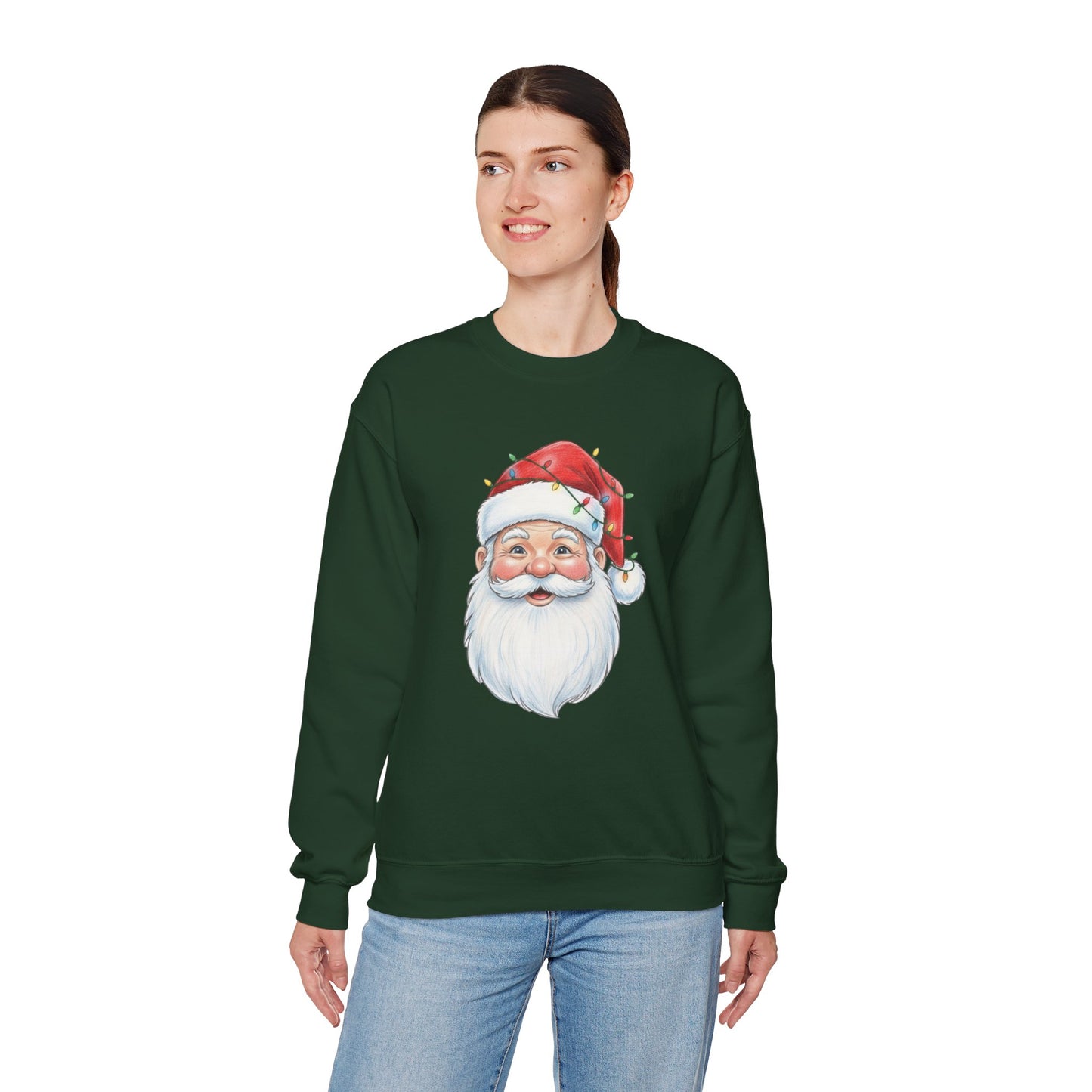 Santa Claus Christmas Sweatshirt, Vintage Santa Crewneck, Holiday Santa Face Sweater, Cute Christmas Lights Santa Shirt, Funny Xmas Sweatshirt
