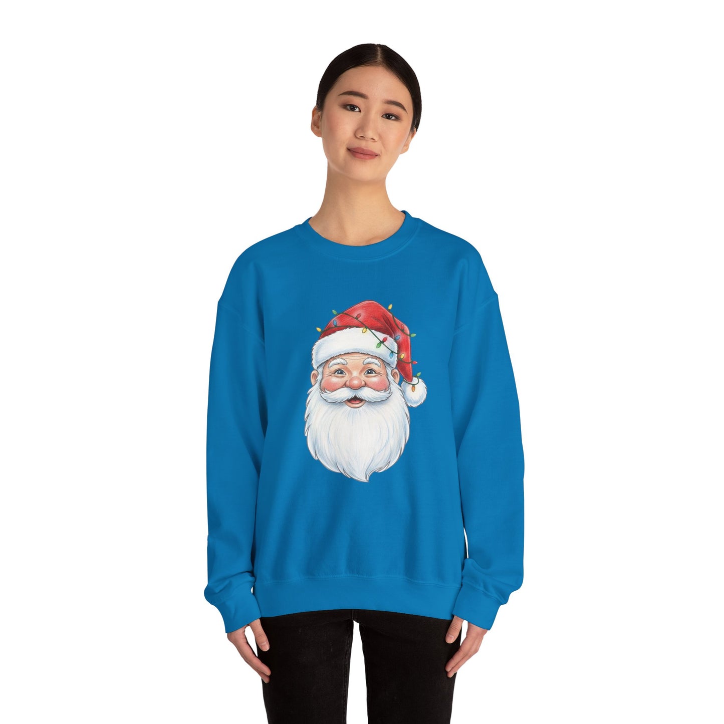 Santa Claus Christmas Sweatshirt, Vintage Santa Crewneck, Holiday Santa Face Sweater, Cute Christmas Lights Santa Shirt, Funny Xmas Sweatshirt