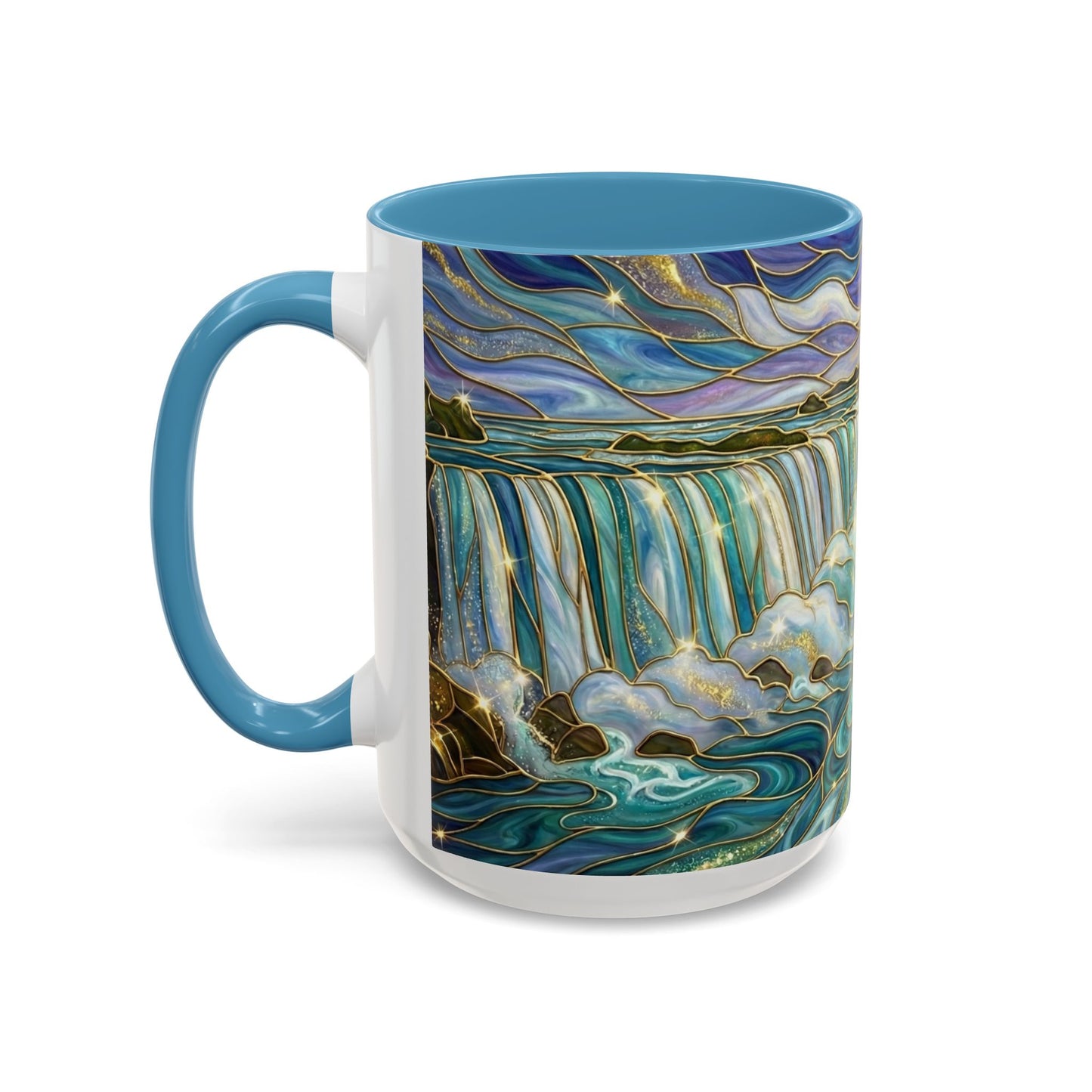 Faux Stained Glass Niagara Falls Mug, Waterfall Coffee Cup, Canada Souvenir Gift, Upstate New York Travel Memento, Nature Lover Tea Cup