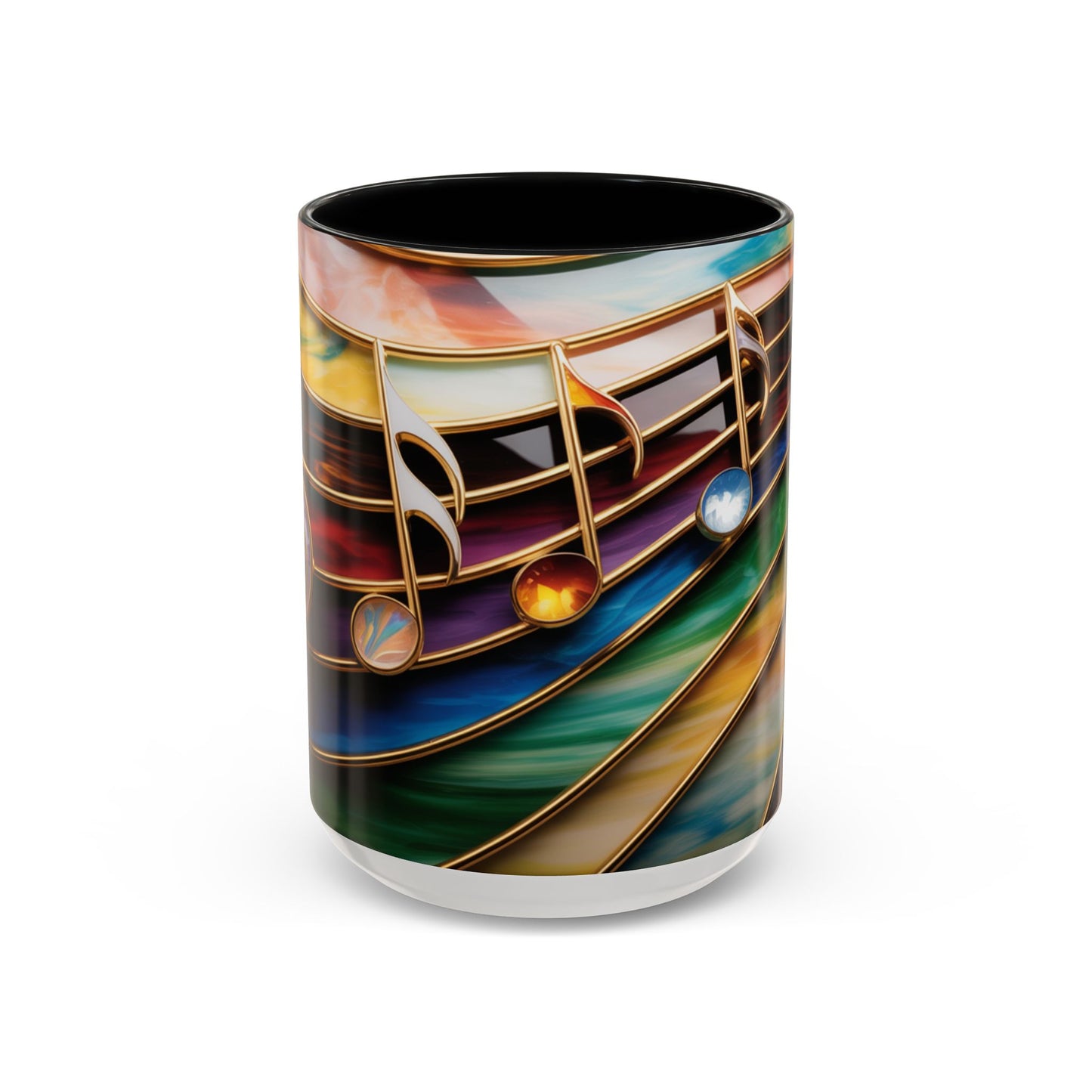 Stained Glass Music Notes Mug - Colorful Music Lover Gift - Music Teacher Mug - Treble Clef Coffee Cup - Musician Gift Idea - 11oz & 15oz Ceramic Mug