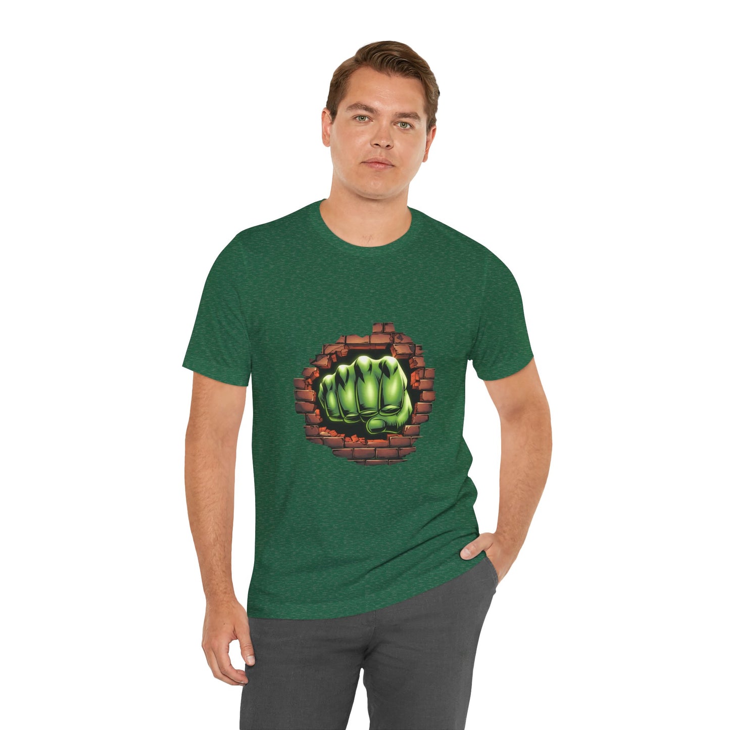 Green Hero Fist Graphic Tee – Superhero Shirt, Comic Pop Art, Gamer Gift, Y2K Dopamine Aesthetic, Funny Nerd Fashion, Unisex T‑shirt