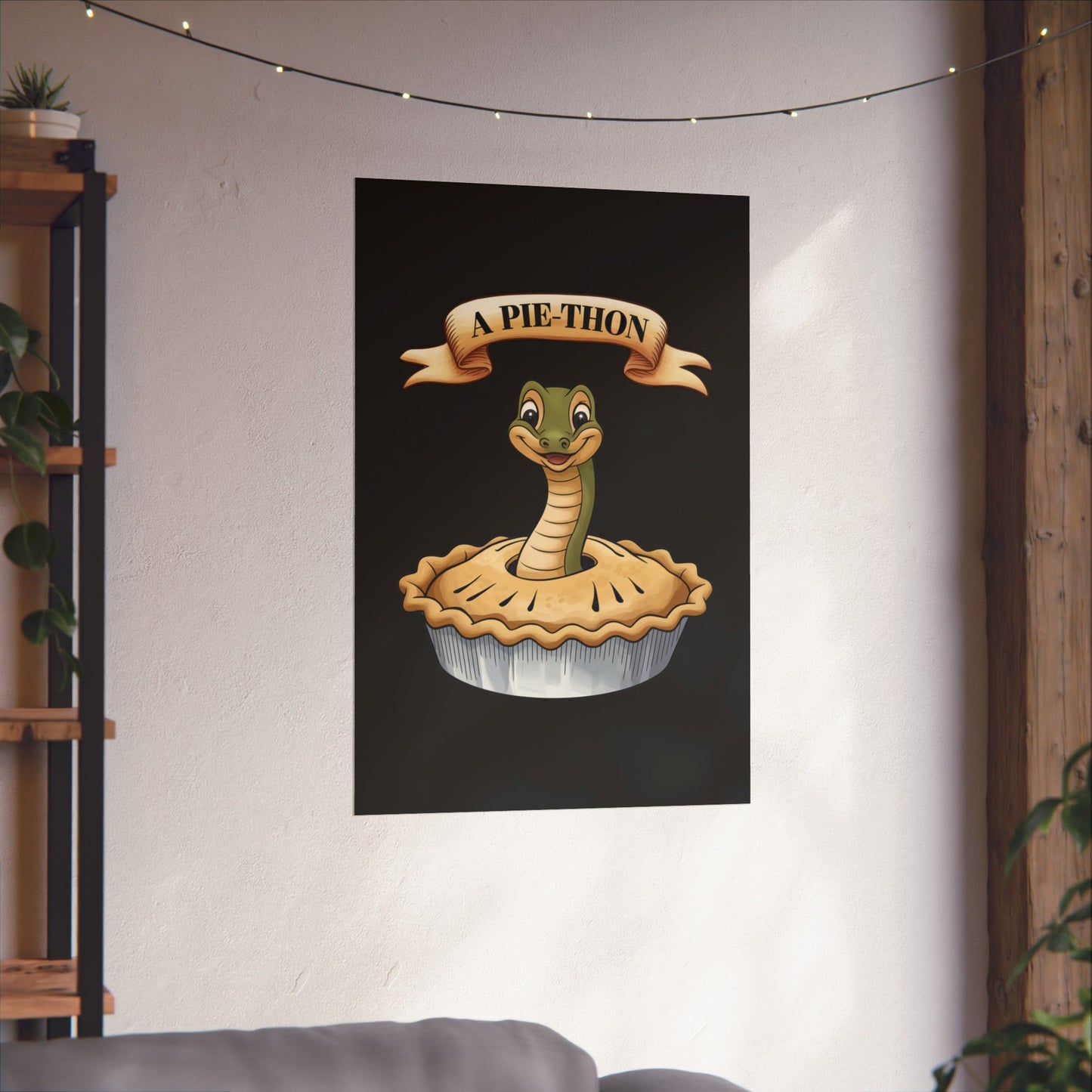 Vertical Poster - Funny 'Pie-Thon' Snake in Pie Joke Print