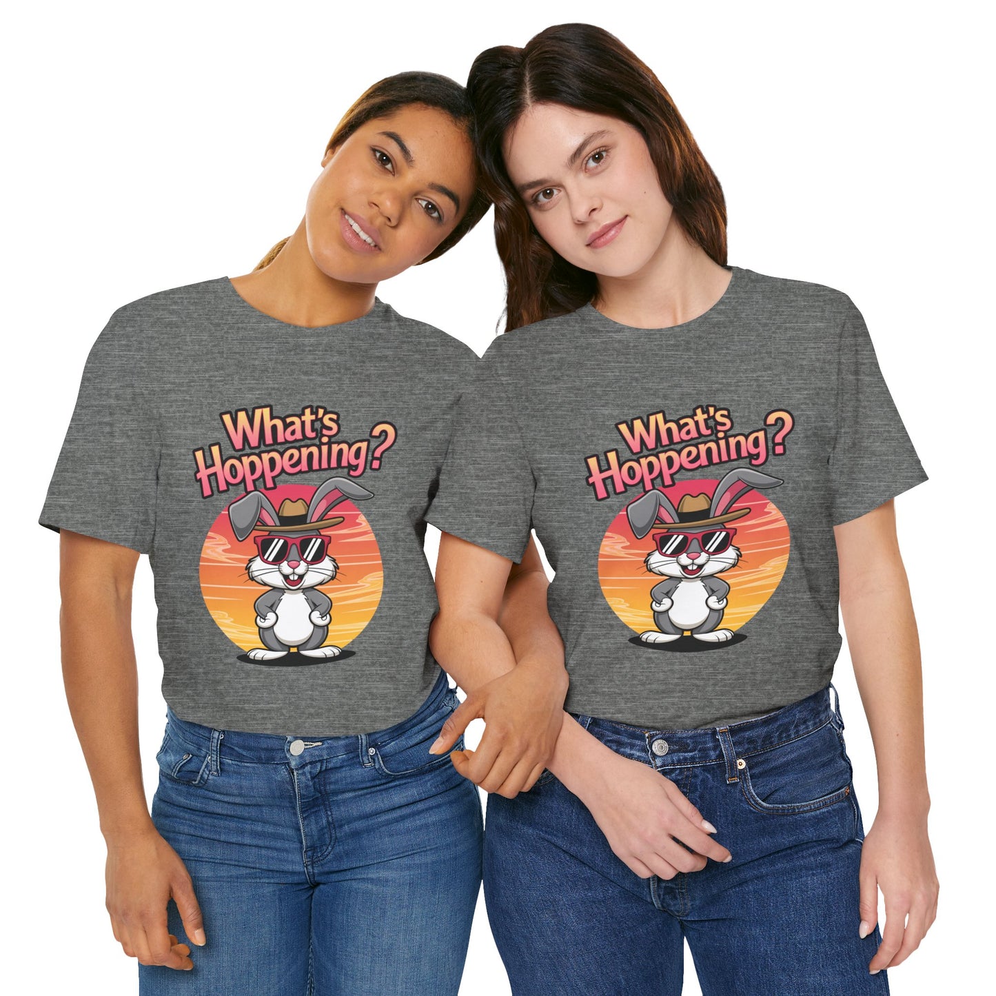 What’s Hoppening Funny Bunny Shirt – Cute Rabbit Pun T-Shirt – Sunset Graphic Tee for Animal Lovers, Easter, and Pun Enthusiasts