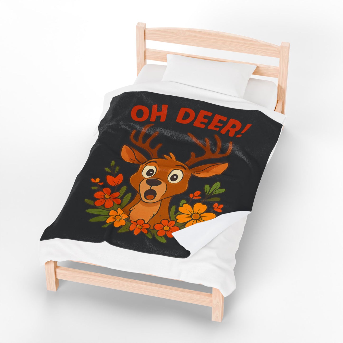 Plush Blanket - Startled Deer Oh Deer Design Wildlife Decor Deer Throw Animal Decor