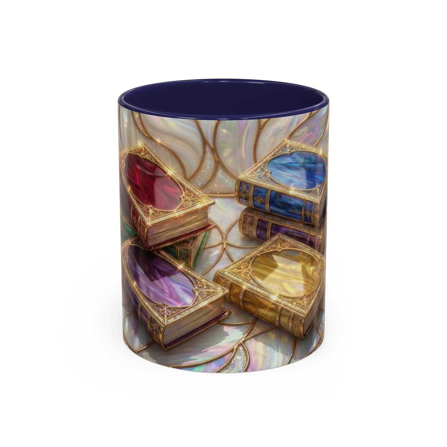 Stained Glass Book Mug, Fantasy Book Lover Coffee Cup, Magical Library Mug, Bookish Gift For Readers, Dark Academia Mug
